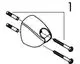 Brausehalter von Hansgrohe in abgebildeter Form, mit zwei Schrauben, die zur Befestigung verwendet werden. Die Darstellung ist schematisch und zeigt die Hauptkomponenten.